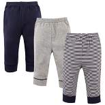 Luvable Friends Baby and Toddler Boy Cotton Pants 3pk, Stripe Navy Gray