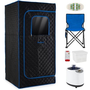 Costway Portable Steam Sauna Box, Extra-Large 35” x 35” x 71” Tent,Personal Home Spa Blue/Black - 1 of 2