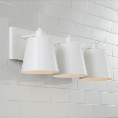 Matte White Metal 3-Light Dimmable Vanity Fixture