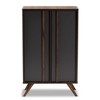 2 Door Naoki Two-Tone Wood Shoe Cabinet Gray/Walnut - Baxton Studio: Storage for Entryway, Holds 15 Pairs - 3 of 4