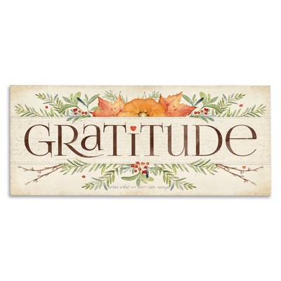 Stupell Industries Seasonal Gratitude Floral Leaves, 48" x 20"