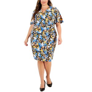 Kasper Womens Floral Print Wrap Dress, Multicoloured, 3X - 1 of 1