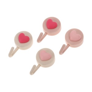 Unique Bargains Utility Heart-Shaped Sticker Hook Beige Rose Red Pink 4 Pcs - 1 of 4