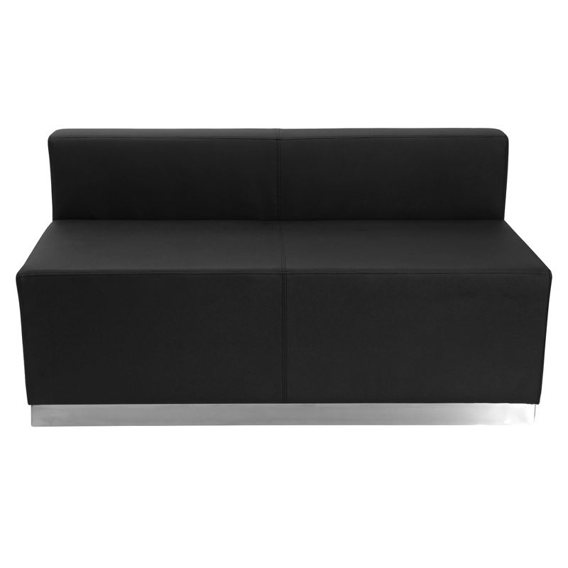 Emma and Oliver Modular Reception Loveseat with Brushed Stainless Steel Base, 1 of 5