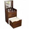 Homy Casa 3-in-1 Vanity Desk with Flip-Top Mirror, Compact Vanity Table with Drawers for Bedroom, Dorm, or Small Space, Walnut - 2 of 4