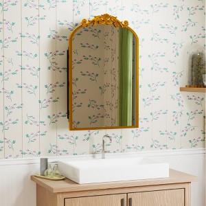 Spassway 36"H*24"W Ornate Arch Metal Medicine Cabinet with Adjustable Shelves Recessed Wall Cabinet Wall Mounted Bathroom Storage Cabinet with Mirror - 1 of 4