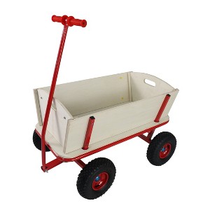 Racxily Wooden carriage + four-wheel design, Load-bearing capacity: 260LBS,Children's outdoor stroller, bringing joy to childhood outdoors - 1 of 4
