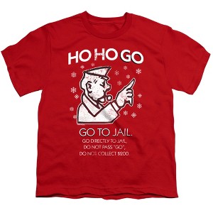 Boys' Monopoly Ho Ho Go To Jail Christmas T-Shirt - 1 of 4