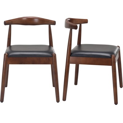 GlasFlength Dining Set of 2, Mid-Century Modern Dining Chairs with Solid Wood Legs for Kitchen and Dining Room, Brown, 22.8"*22"*30.3"