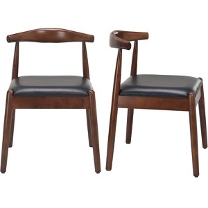 GlasFlength Dining Set of 2, Mid-Century Modern Dining Chairs with Solid Wood Legs for Kitchen and Dining Room, Brown, 22.8"*22"*30.3" - 1 of 4