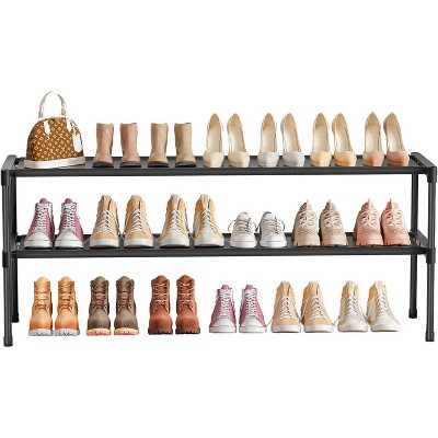 Long Shoe Rack - Shoe Organizer, Shoe Rack for Closet, Front Door, Entryway, Garage, Stackable, Free Standing Shoe Organizer