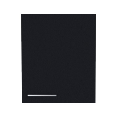 GlasFlength Kitchen Storage 1 Door Kitchen Wall Cabinet Internal Shelves Cabinet Storage Cupboard for Kitchen, Black, 13.1"*19.7"*23.6"