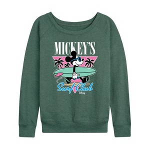 Women's - Disney - Mickey & Friends Lightweight French Terry Wide Neck Long Sleeve Shirt - 1 of 4