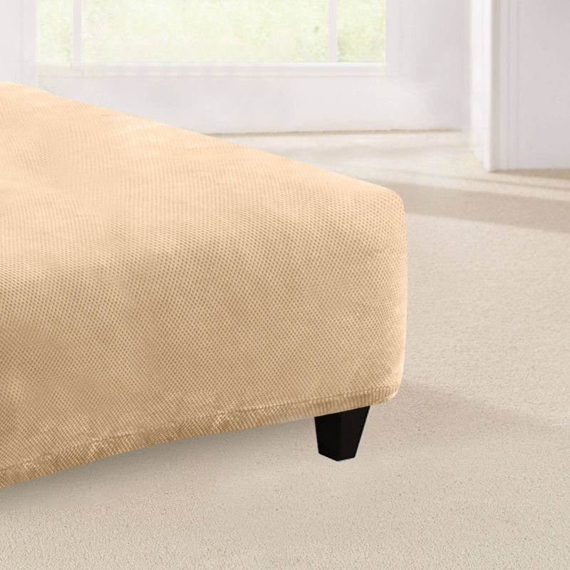 Stretch Pique Large Ottoman Slipcover - Sure Fit, 2 of 5