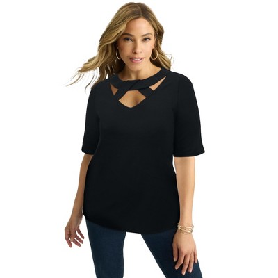 Jessica London Women's Plus Size Cutout A-Line Top