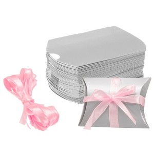 Unique Bargains Wedding Birthday Party Paper Candy Gift Wrap Boxes with Ribbons 50 Pcs - 1 of 4
