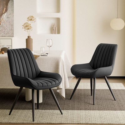 PAGED Modern Dining Chairs, Upholstered Living Room Chairs, Comfortable Side Chairs with Metal Legs and Thick Cushion for Kitchen