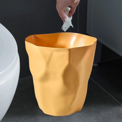 LunaLulinlk Yellow 2.64 Gallon Bathroom Trash Can, Small Trash Can for Kitchen, Bathroom, Office, Bedroom, Living Room Trash Can