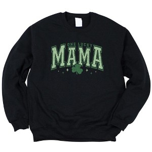 Simply Sage Market Women's Graphic Sweatshirt Lucky Mama Varsity Clover - 1 of 3