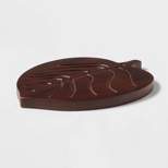 Wooden Oak Leaf Shape Serving Board with Handle Dark Brown - Threshold™