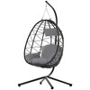 Okak Stylish Patio Swing Chair with Stand,Durable Hammock Swing Chair with Cushion,Outdoor Hanging Swing Chair for Porch,Backyard,Garden,Dark Gray - 2 of 4