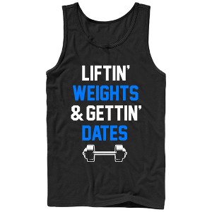 Men's CHIN UP Lifting Weights Getting Dates Tank Top - 1 of 4