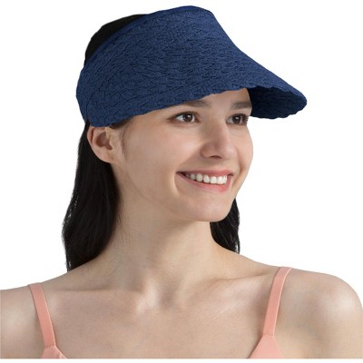 Sun Cube Womens Sun Visor Hat, Straw Beach Hat Wide Brim Uv