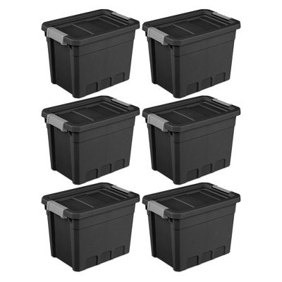 Sterilite 50 Gallon Plastic Stacker Tote, Heavy Duty Lidded Storage Bin  Container For Stackable Garage And Basement Organization, Black, 12-pack :  Target