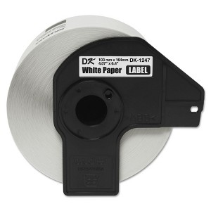 Brother DK1247 Label Tape 4.07" x 6.4" Black on White 180/Roll - 1 of 4