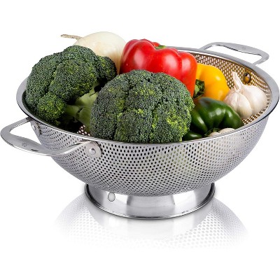 Stainless Steel Micro-Perforated 5-Quart Colander - Professional Strainer with Heavy Duty Handles