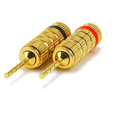 Monoprice 1 PAIR OF High-Quality Gold Plated Speaker Pin Plugs, Closed Screw Type