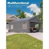 12x20' Heavy-Duty Portable Garage w/ Reinforced Frame, Canopy Top, Roll-Up Windows & Dual Doors - Ideal for Vehicles, Boats, Events (Gray) - 3 of 4