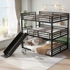 TIRAMISUBEST Twin/Twin/Full, Full/Full/Full, Queen/Queen/Queen, 3 Sizes Metal Triple Bunk Bed Frame with Slide & Ladder - 2 of 4