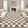 Washable Modern Geometric Checkerboard Rugs Non Slip Indoor Abstract Soft Carpet for Living Room Bedroom Low Pile Area Rugs Room Decor - 4 of 4