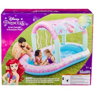 SwimWays Disney Princess Ariel Water Castle Deluxe Inflatable Pool, Above Ground Pool with Canopy and Fast Inflation for Kids Aged Aged 3 & Up - 1 of 4