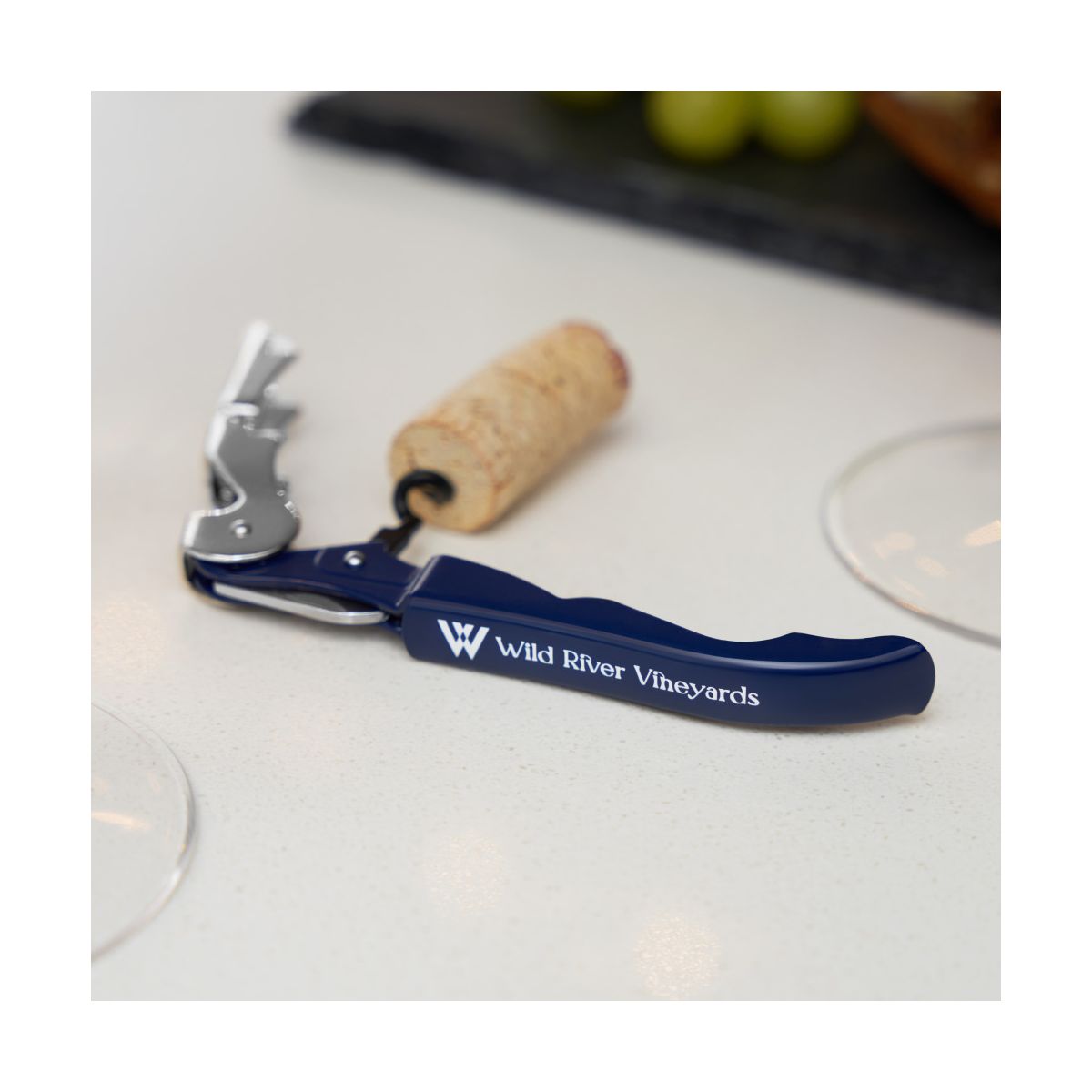 True Truetap Double Hinged Corkscrew Wine Opener, Stainless Steel Wine Key, Built-in Bottle Opener & Foil Cutter, Home Bar, Wedding Gifts, Navy Blue - thumbnail 7
