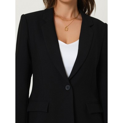 INSPIRE CHIC Women's Professional One Button Classic Work Business Suit Blazer Large Black — фото 4
