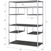 Vynxaria Rustic-Contemporary Bookshelf/Etagere 7 Fixed Open Shelves, Rustic Gray Oak & Chrome, 47"L×16"D (Main Shelves), Freestanding - 4 of 4