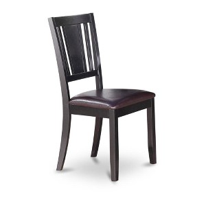FurniFact,Elegant Black Wooden Dining Chairs with Faux Leather Seat – Set of 2 - 1 of 4