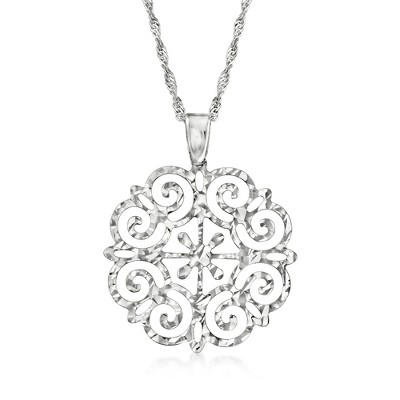 Ross-Simons Italian Sterling Silver Filigree Pendant Necklace Size