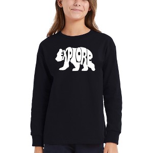 LA Pop Art Explore - Girl's Word Art Long Sleeve T-Shirt - 1 of 4