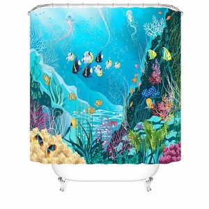 Blue Sea Bottom Shower Curtains for Bathroom Waterproof Fabric Bath Curtain Durable Soft Stylish Bathroom Decor 72x72 Inch - 1 of 1