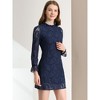 Allegra K Women's Elegant Ruffle Crew Neck Formal Elegant Mini Floral Lace Dress - 2 of 4