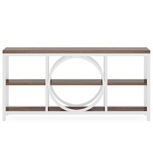 Resenkos Entryway Table, Console Sofa Table,70.9" Console Table, Narrow Sofa Table with 3 Tier Storage Shelves, & Walnut - 1 of 4