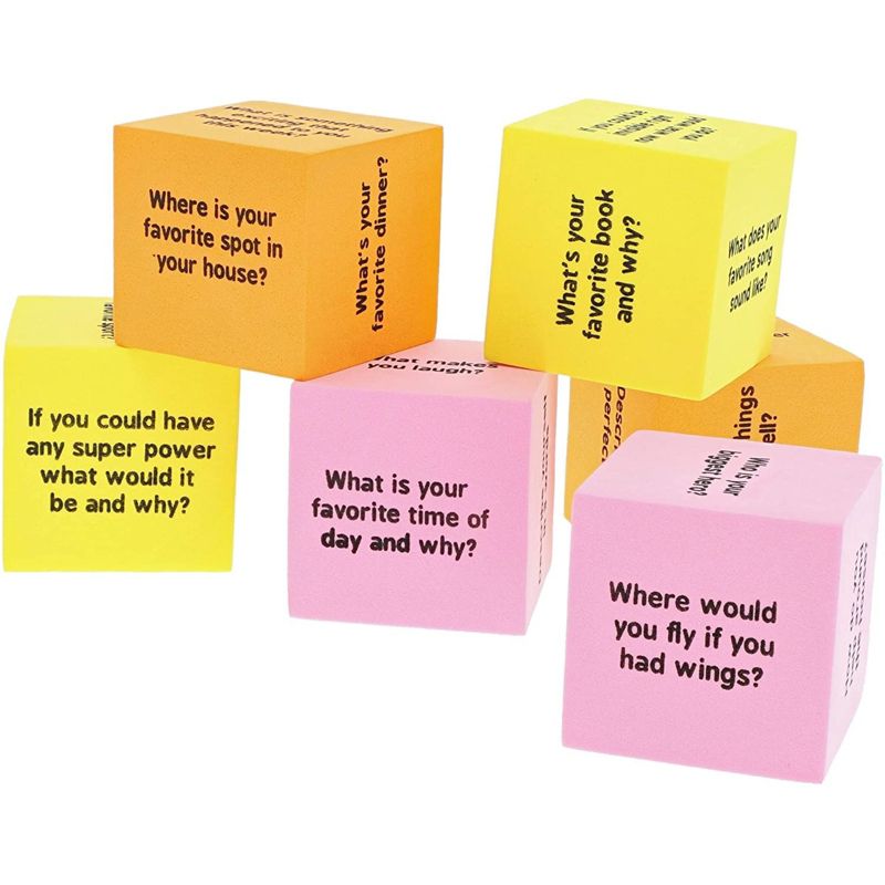 Juvale 6-Pack Conversation Starters Cubes, Kids Educational Activities, 3 Assorted Colors, 1.5 inches, 1 of 4