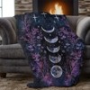 1pc Black Moon Phase Blanket, Perfect Halloween Accessory or Sofa Bedroom Throw, Seasonal Decoration, Witch Aesthetic, Christmas Gifts. - 2 of 4
