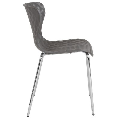 Quilted Diamond Gray Plastic Stackable Modern Chair