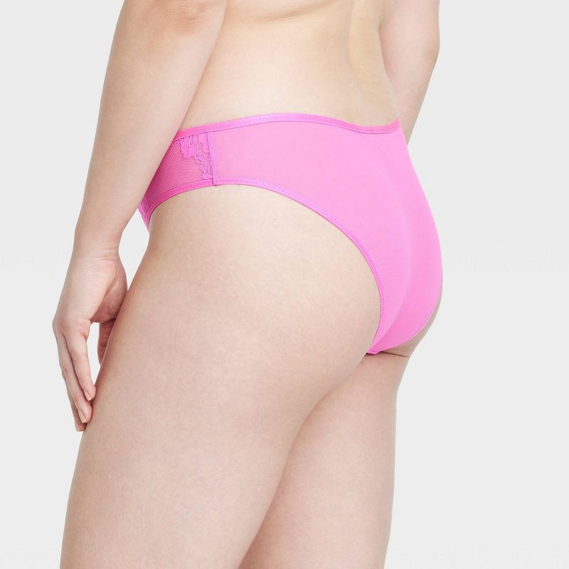 Women&#39;s Lace and Mesh Lingerie Cheeky Underwear - Auden&#8482; Neon Pink, 6 of 8