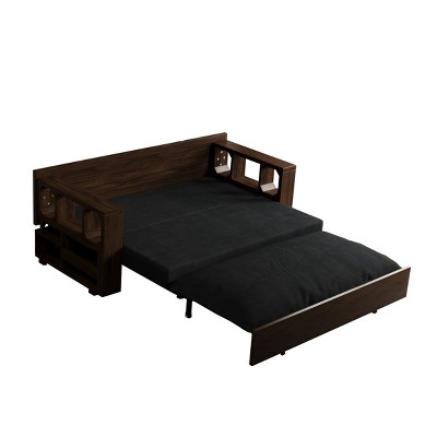 NicBex 3-in-1 Convertible Velvet Loveseat Couch with Pull Out Bed and Convertible Office Desk Small Futon Sofa Bed