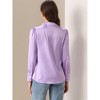 INSPIRE CHIC Women's Puff Long Sleeve Point Collar Vintage Button Work Satin Shirt - 4 of 4